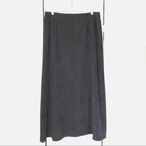 Black Faux Suede Maxi Skirt